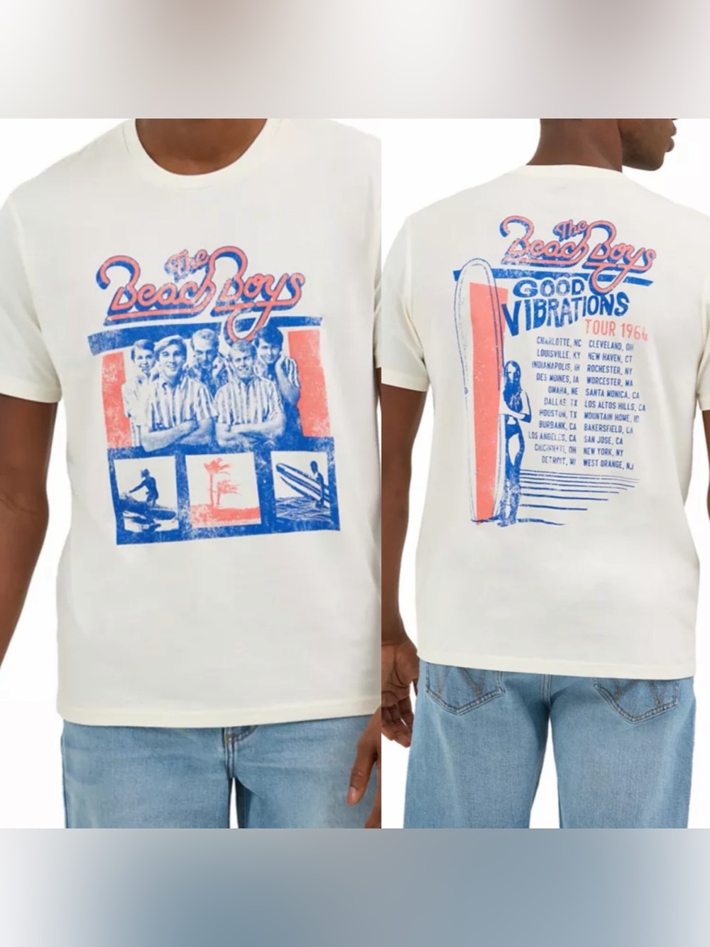 Wrangler x Beach Boys Good Vibes Graphic T-Shirt Band Tee Unisex XL